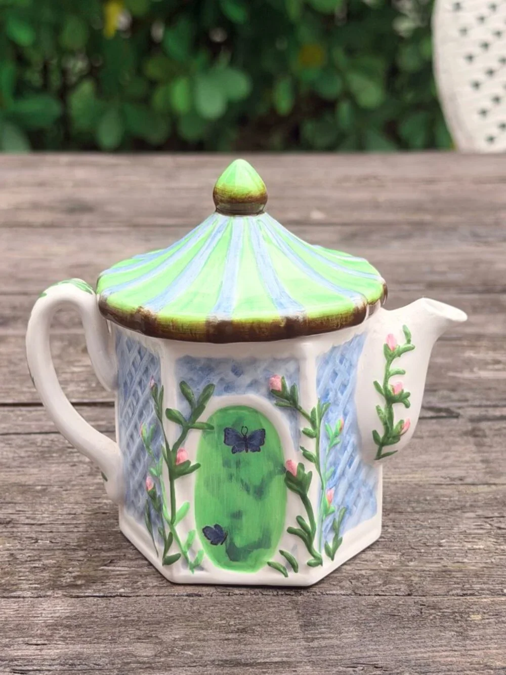Vintage 1998 Enesco Winterthur Gazebo Covered Sugar & Creamer Set Floral Flowers